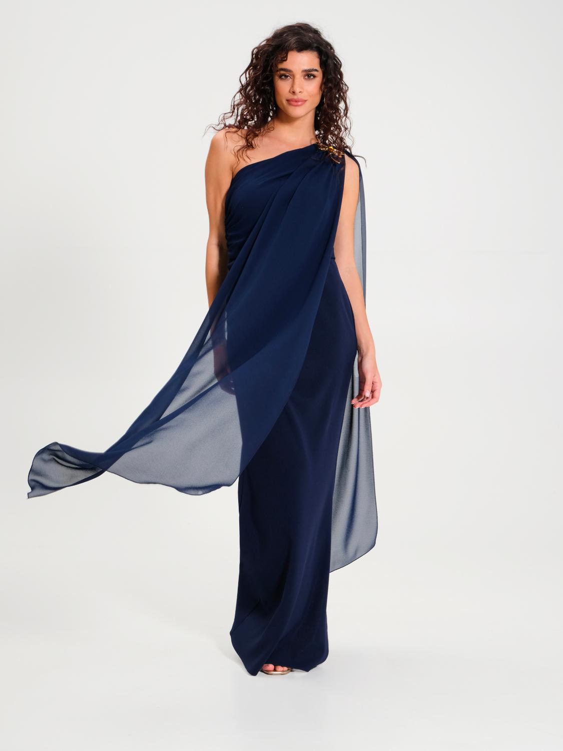 Abito Lungo Monospalla con Spilla Rinascimento